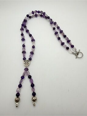 NWOT‎ 22" Sterling Silver and all AMETHYST artisan necklace!